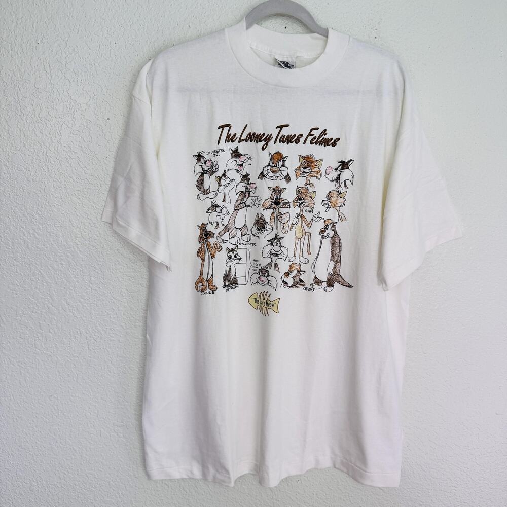 Vintage Looney Tunes Shirt Mens XL Felines Sylvester Cat Cartoon Cats 90s Acme